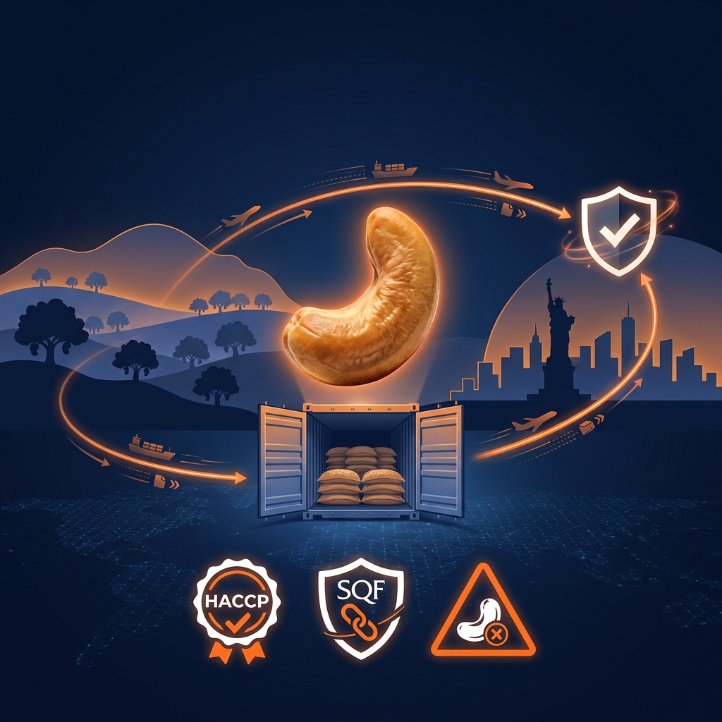 Xuất khẩu hạt điều sang Mỹ: Quy trình & chứng nhận FDA