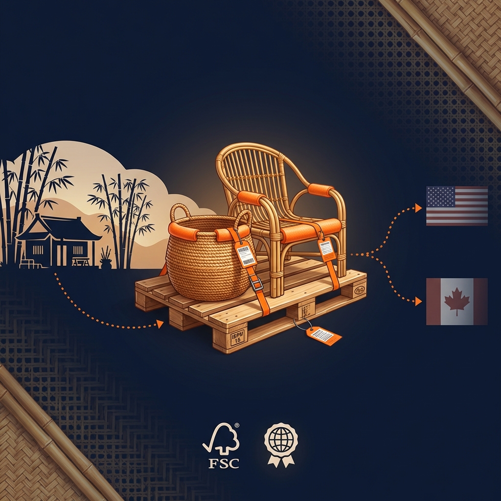 Cách xuất khẩu đồ mây tre đan sang Bắc Mỹ an toàn