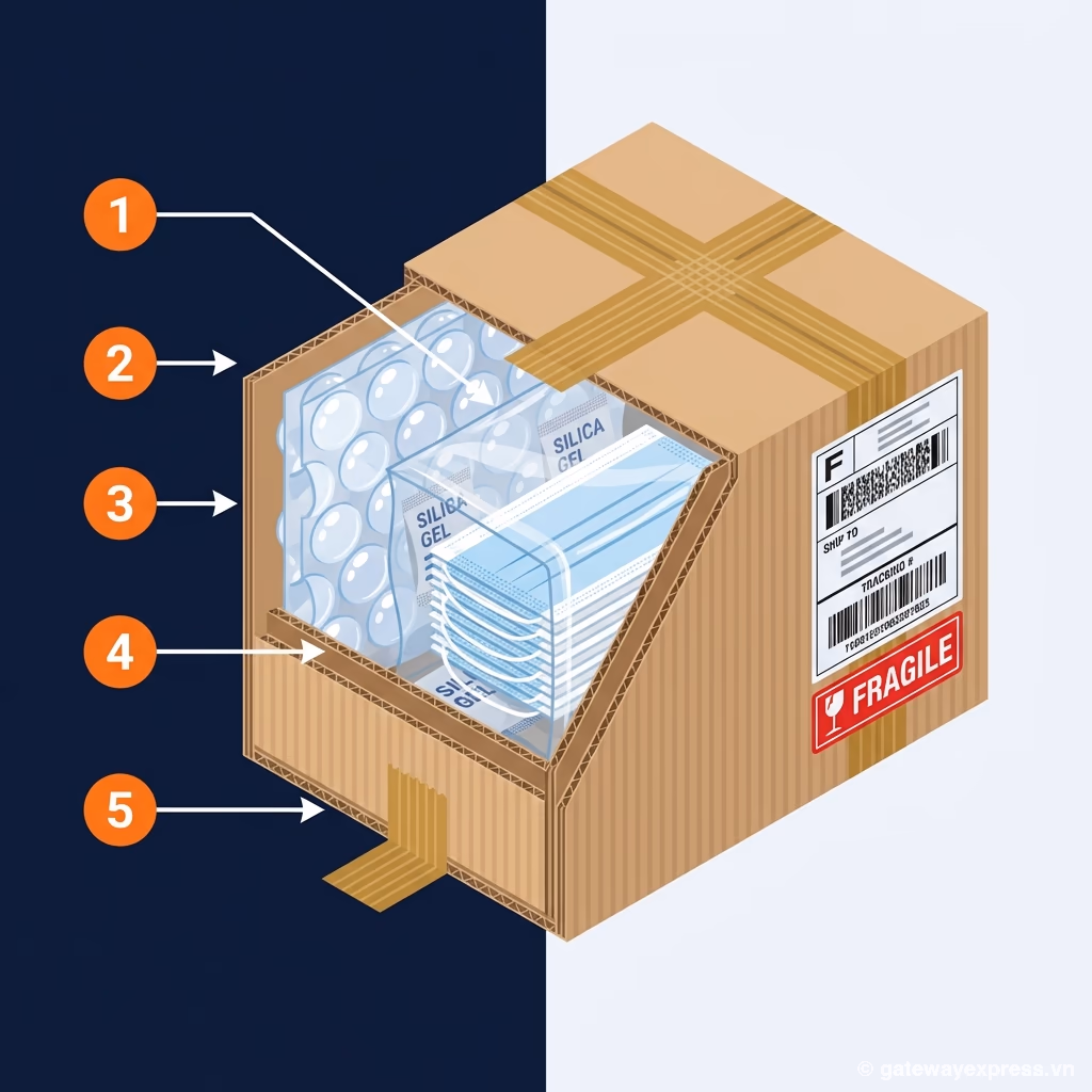 Quy trình đóng gói khẩu trang 5 lớp an toàn