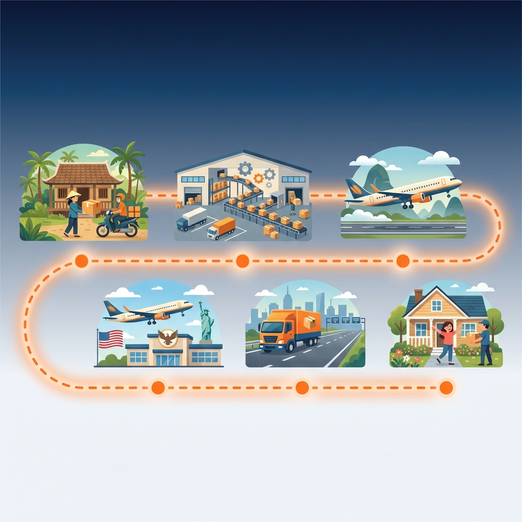 Hành trình vận chuyển khẩu trang đi Mỹ